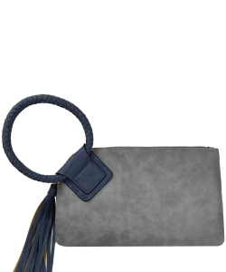 Fashion Cuff Handle Tassel Wristlet Clutch BP204 GRAY/JEAN